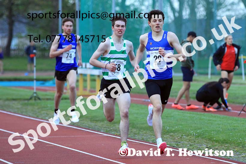 1500 metres, 2022 NEGP No. 1,  Monkton Stadium, April 20th, on a very cold night. Photo: David T. Hewitson/Sports for All Pics